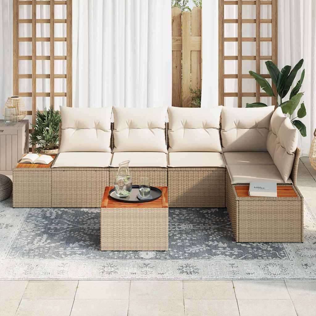 Garten-Sofa-Set 6 pcs Beige und Creme 264 x 154 x 85 cm